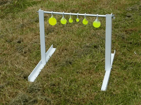[6GS-BART] 6 garden spinners, bar target on stand