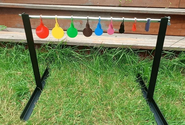 [9GS-BART-SnookerPlus] 9 garden spinners, "Snooker Plus" bar target on stand