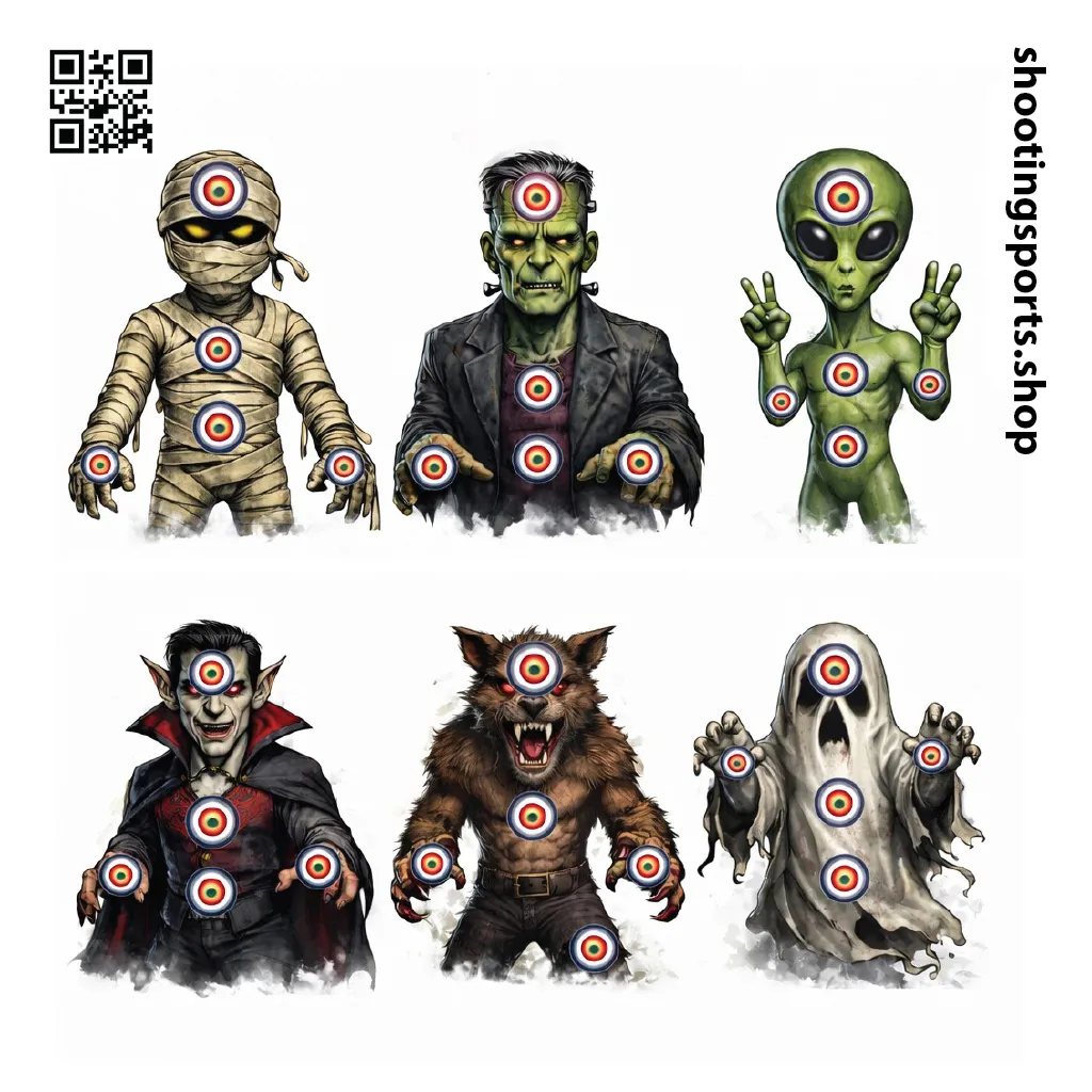 6 Monster Targets - Paper 17cm x 17cm Packs