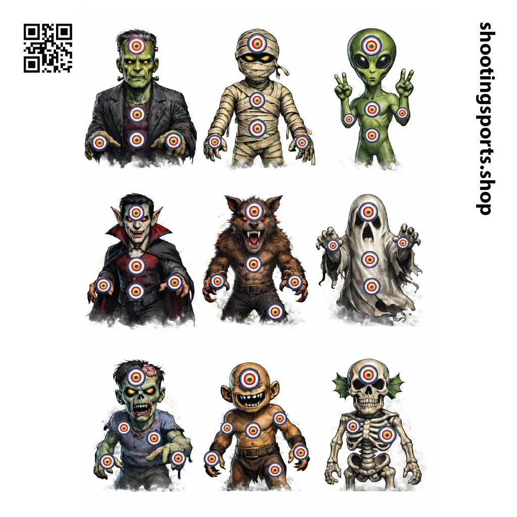 9 Monster Targets - Paper 17cm x 17cm Packs
